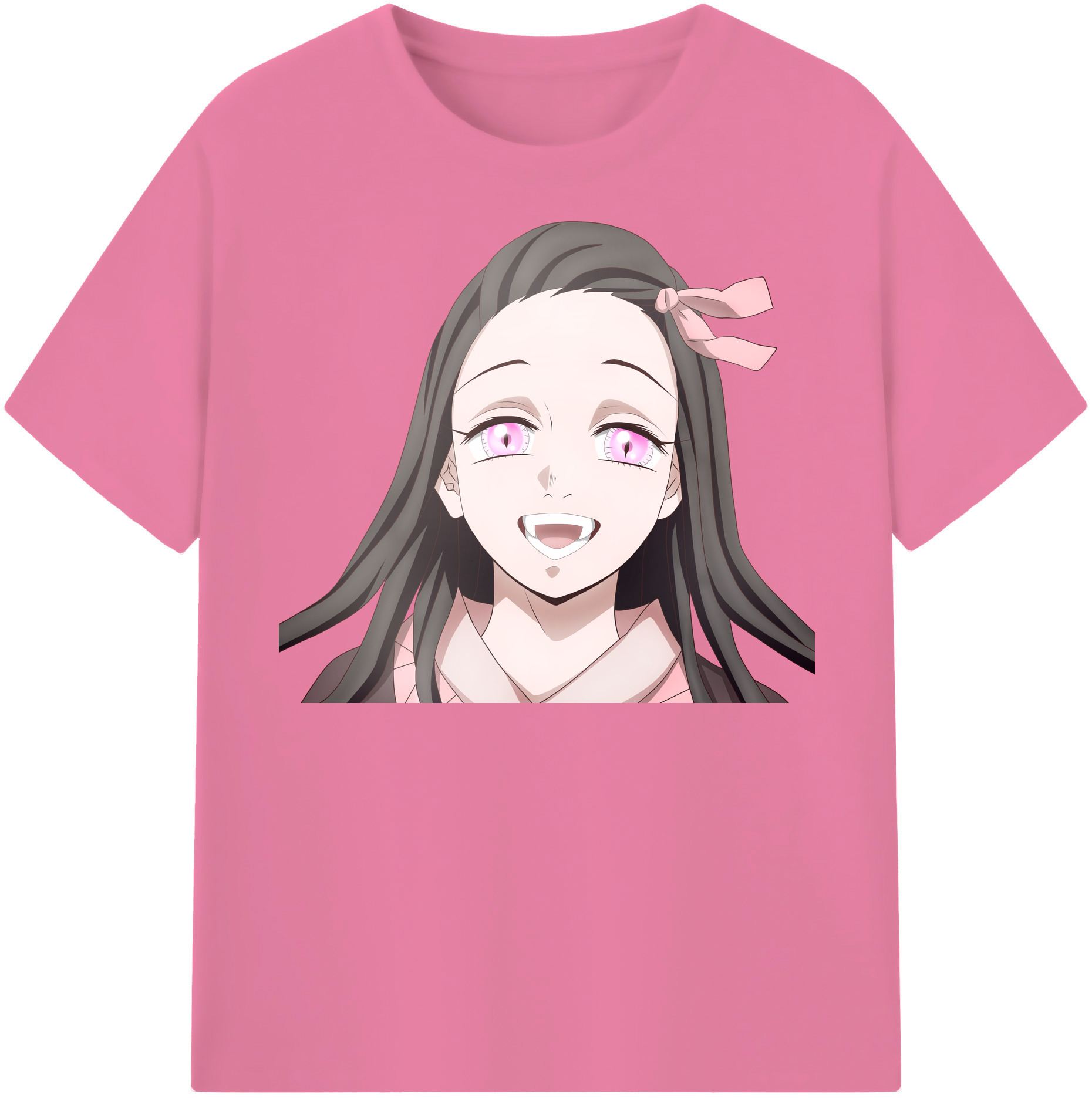 （画像用） 鬼滅の刃（きめつのやいば）竈門 禰󠄀豆子／かまど ねずこ Kamado Nezuko 綿100％半袖Tシャツ（フロントプリント）